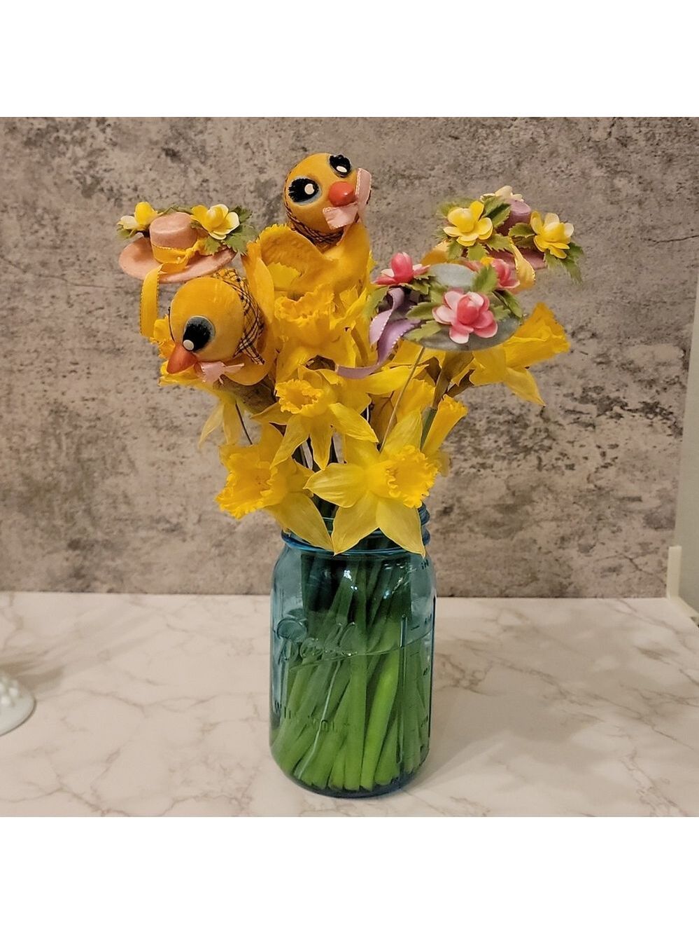 RARE Vintage Spring Easter Flocked floral picks
